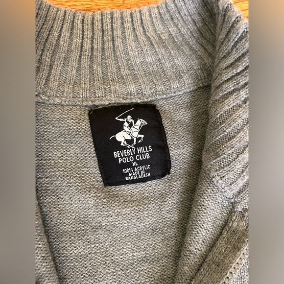 Beverly Hills Polo Club Men’s Gray Quarter Zip Sweater - Size XL - Picture 4 of 10